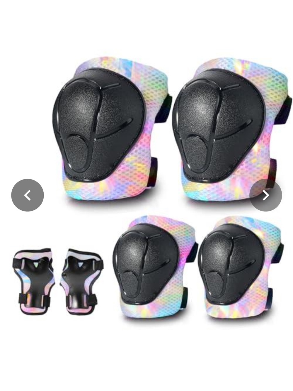 Kids Rainbow Tie-Dye Protective Knee and Elbow Pad Set